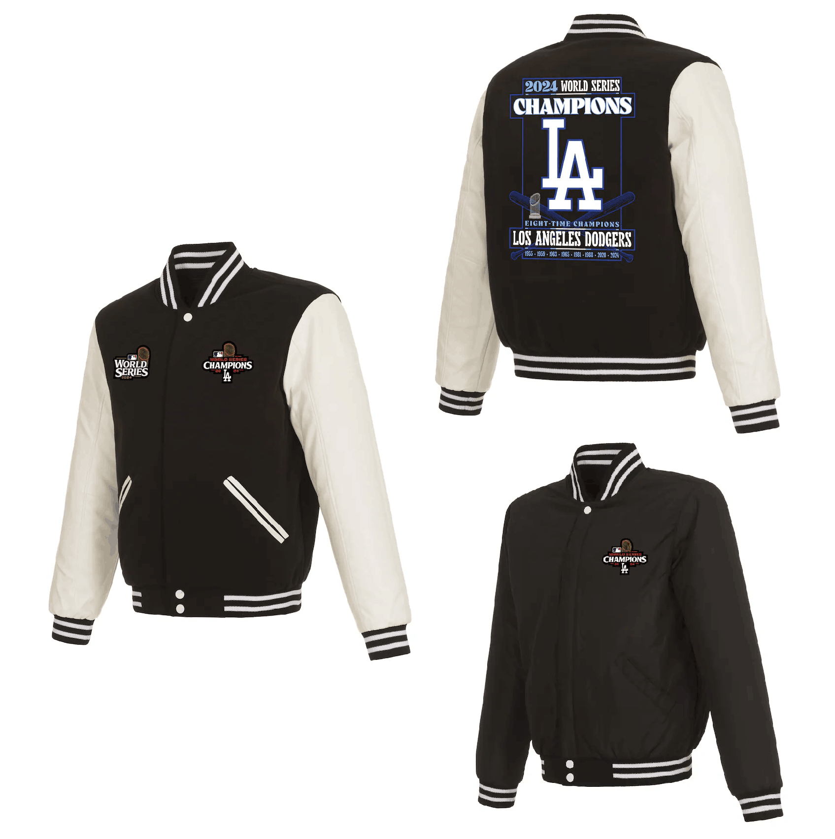 Men Los Angeles Dodgers 5 Freeman 2024 MLB World Series Champions black Jacket style 7